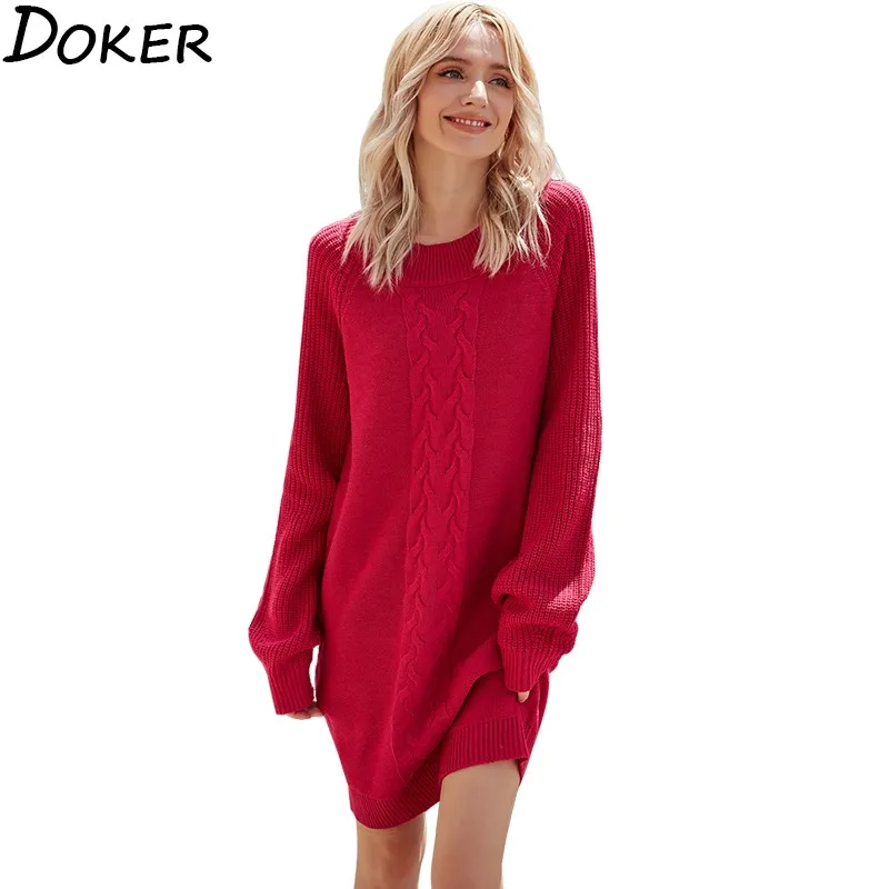 Элегантное однотонное платье свитер женские мини платья с круглым вырезом и