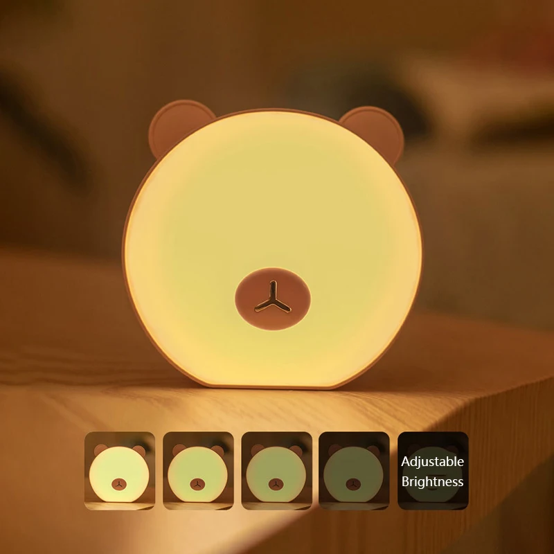 

USB Rechargeable Night Light LED Bedroom Lamp Night Light Little Bear Touch Sensor Night Light For Children Baby Christmas Gift