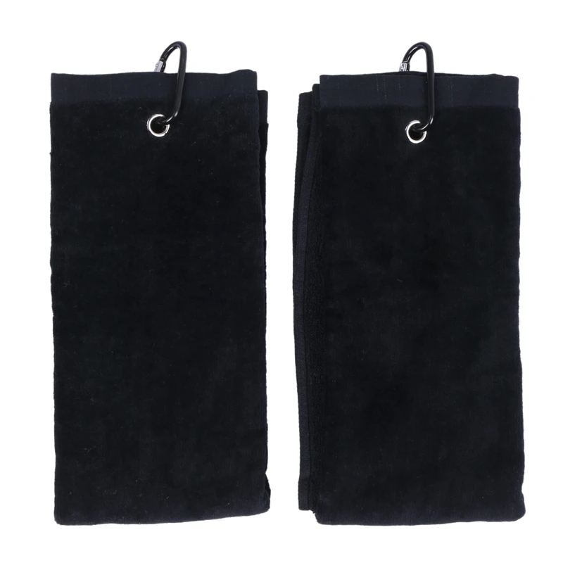 

2 Pieces Microfiber Golf Towel Golf Cleaning Towel with Clip for Golf Yoga Camping Gym (Black, 24inch x 16inch)