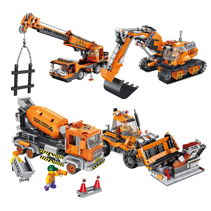 

Конструктор «городская техника», Обучающие строительные блоки, игрушки для детей, подарок на день рождения для мальчиков, 2 сменных крана, в...