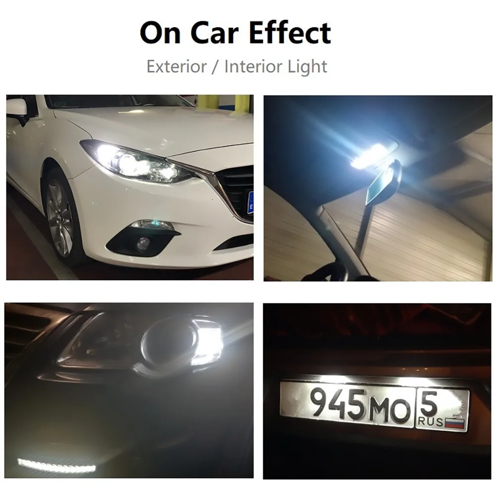 

10x W5W T10 LED CANBUS LED Bulb Car DRL 3014 SMD 194 168 Auto Clearance Parking Light Reading Interior Lamp 12V 6000k White