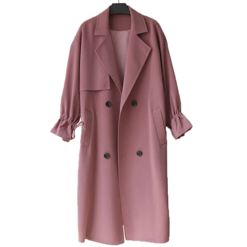 2021 Весна Осень корейский стиль винтажный Свободный Длинный плащ женский