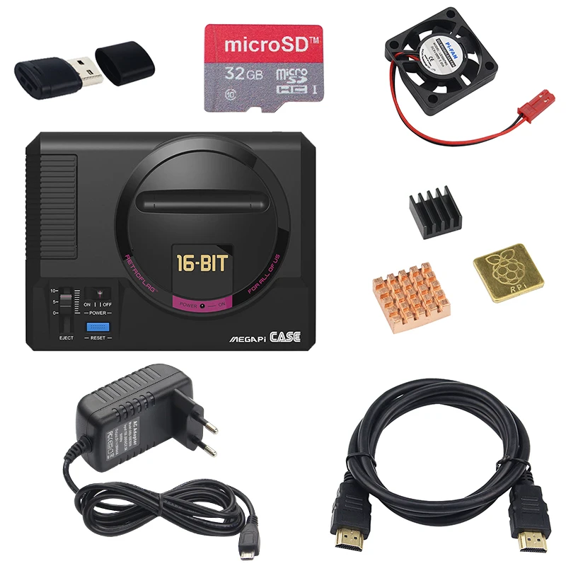 Чехол Retroflag MEGAPi M + Классический игровой контроллер USB адаптер питания вентилятор