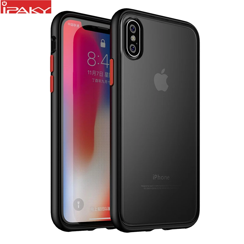 Для iPhone XS XR чехол Magic Shadow IPAKY XS MAX чехол с цветными кнопками TPU PC Гибридный противоударный чехол для iPhone 8 7 6 6s Plus чехол - Цвет: Black Colored