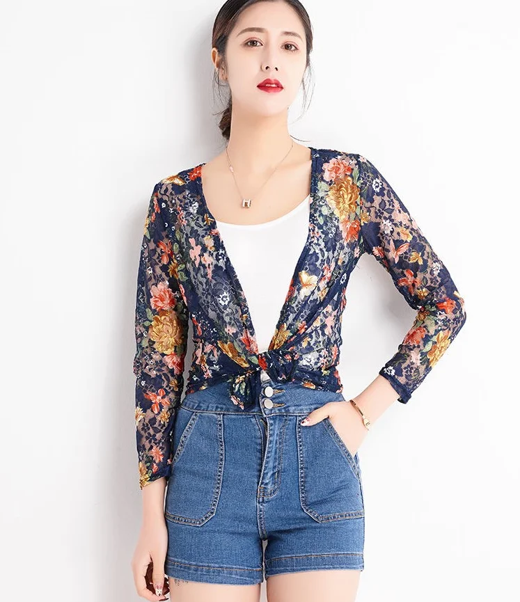 Женская рубашка с защитой от солнца Новинка лета 2019 кружевной кардиган уличная