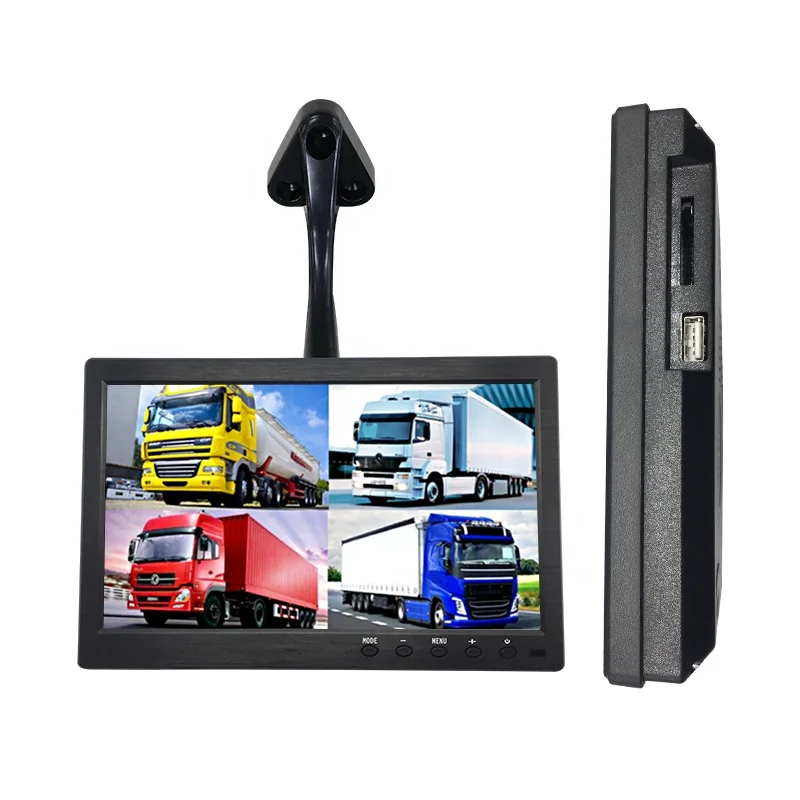 TEXOSA Vehicle Car Rear View 10.1&quot IPS 1080P Monitor 4CH Quad Split Screen 4Pin for Bus Truck Caravan Van with Parking recording |
