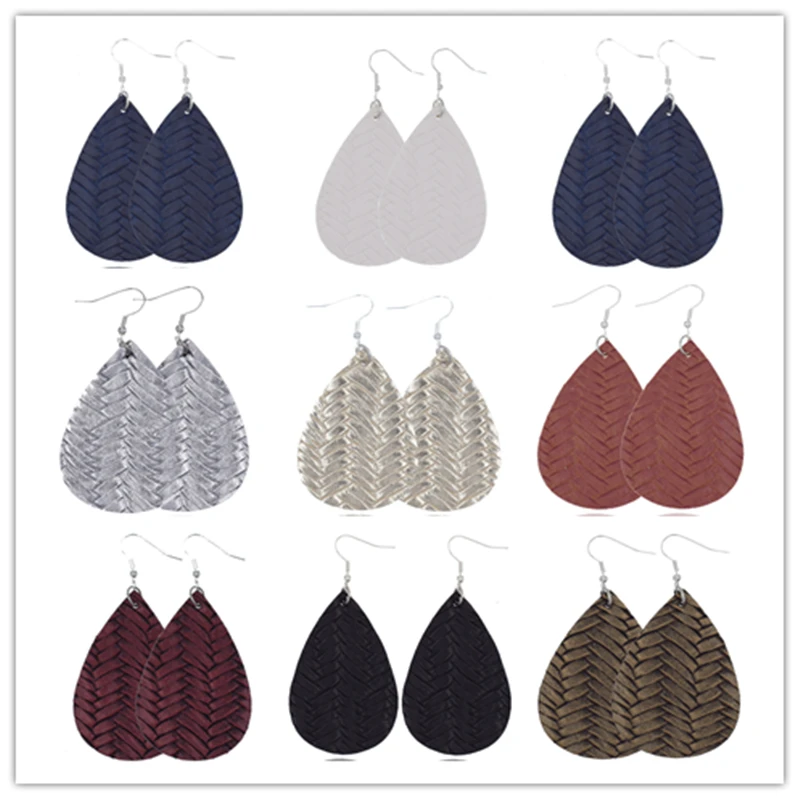 Женские серьги из буйвола с двойным кожаным покрытием 2020 черные и красные капли