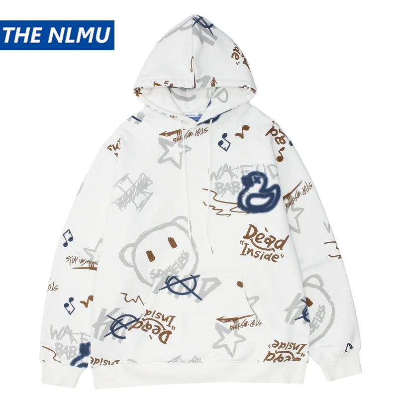 

Winter Fleece Funny Print Hoodies Sweatshirt 2021 Men Hip Hop Pullover Hoodie Streetwear Casual Cotton Tops Oversize WE095