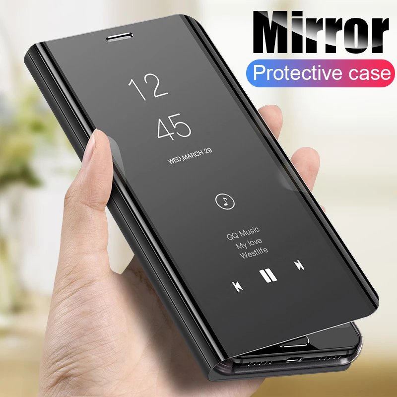 Умный зеркальный флип чехол для Samsung Galaxy S10 S9 S8 S10E S7 S6 Edge Plus A6 A8 J4 J6 J8 A7 2018 Note 8 9 10 Pro