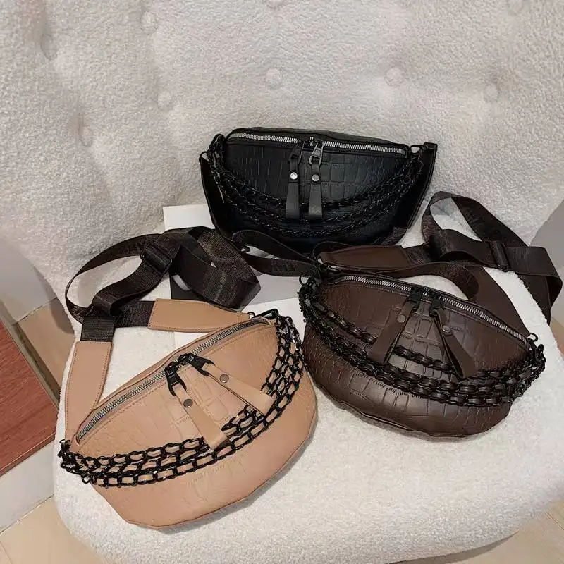 

Сумка на широком ремне через плечо, модная дамская сумочка на цепочке, повседневный мессенджер на одно плечо, нагрудной мешок