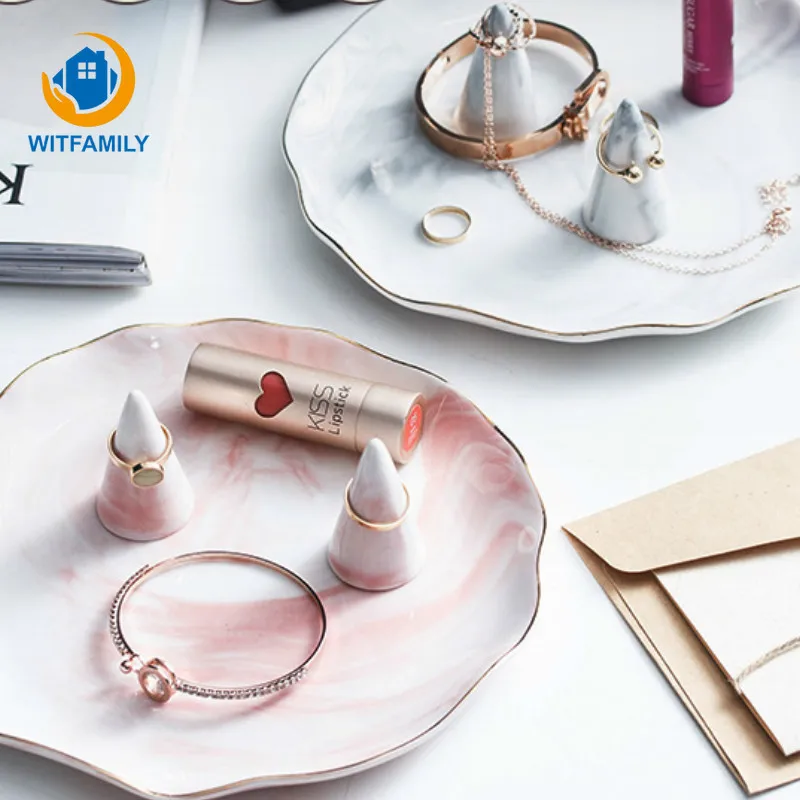 Ювелирные изделия дисплей пластины мраморный лоток для хранения кольцо стойки