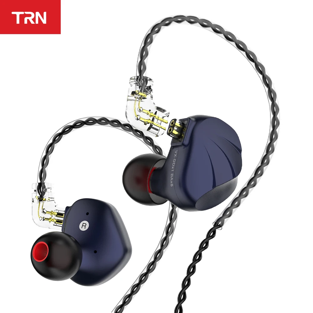 

New TRN VX 6BA+1DD Hybrid Metal In Ear Earphone IEM HIFI DJ Monitor Running Sport Earphone Earplug Headset Headplug