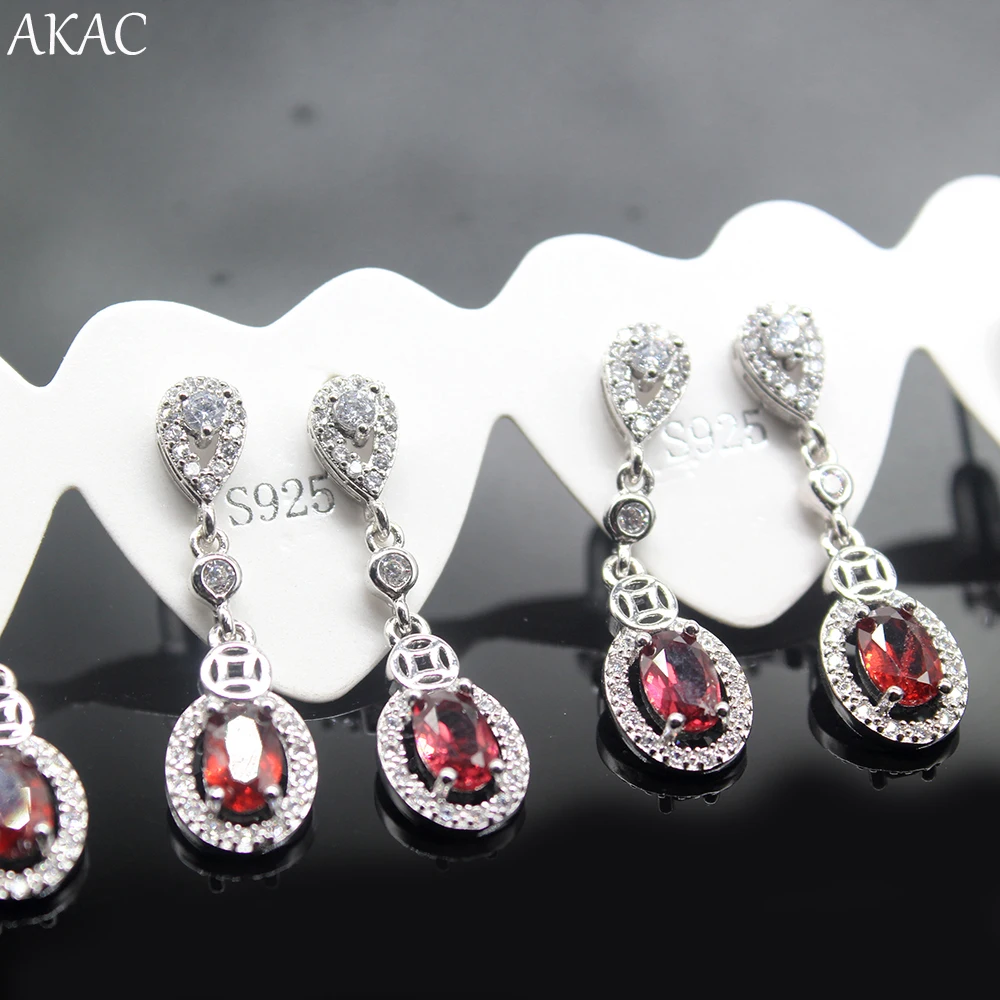 Серьги из натурального красного граната длина около 28 мм 4 пары | Украшения и