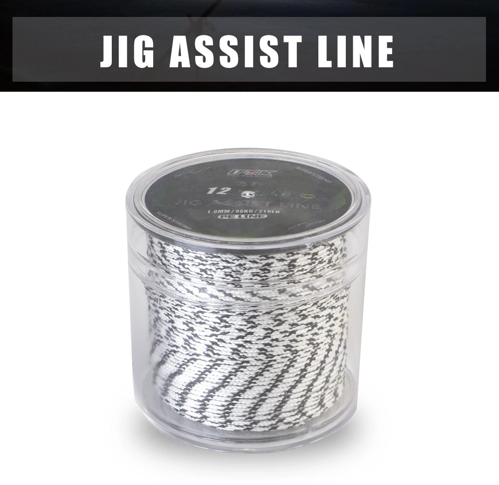 FTK 50 м 12 прядей джиг Assist Line PE плетеный провод 70LB-210LB отличное копье пистолет линия супер сильная многоволоконная веревка шнур