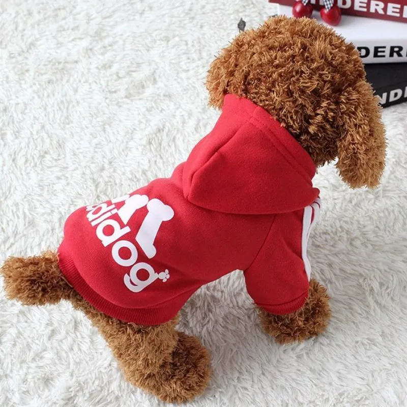 

Adidog Clothes, Pet Dog Clothes for Small Medium Dogs, Cotton Hooded Sweatshirt, 2020 Hot Selling Warm Two-Legged Pet Jacket