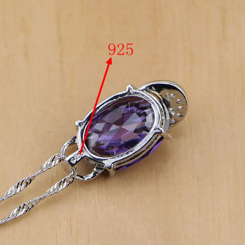 Круглые ювелирные изделия из стерлингового серебра 925 пробы с фиолетовым