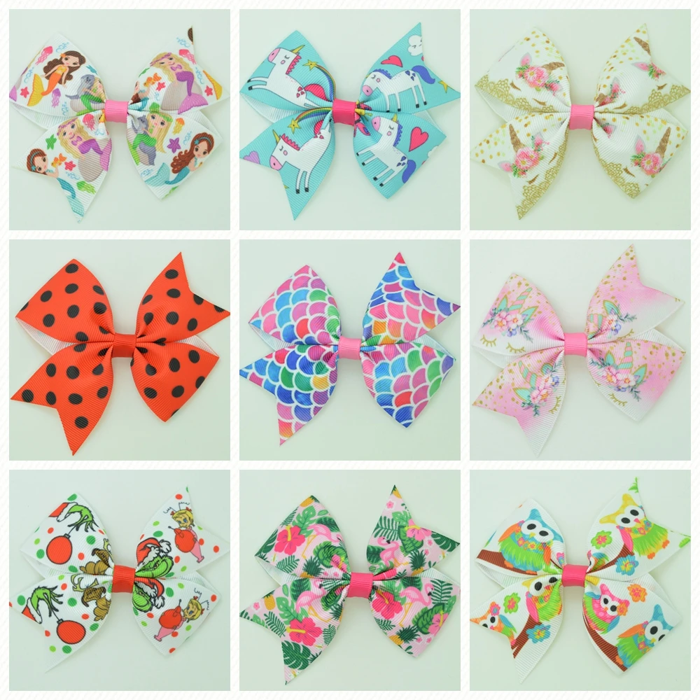 1 шт. 3 5 &quotдюймовая Рождественская заколка для волос с единорогом русалочкой и