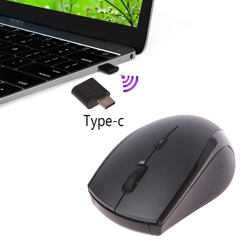 USB Type C 2.4G Wireless Mouse Ergonomic 800/ 1200/ 1600 DPI for Macbook Pro | Компьютеры и офис