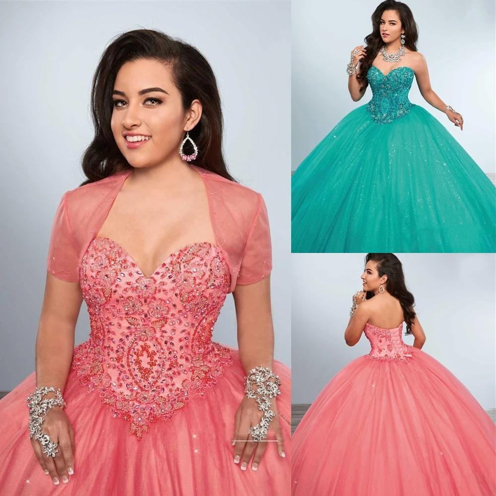 

Plus Size A Line Applique Prom Party Gown Beaded Woman Lady Evening Dresses Girl Formal Sweetheart Tulle With Jacket Custom