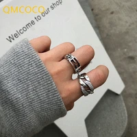 qmcoco silver color lock chain rings for women and man handmade twisted geometric rings for party jewelry %c2%a0gifts