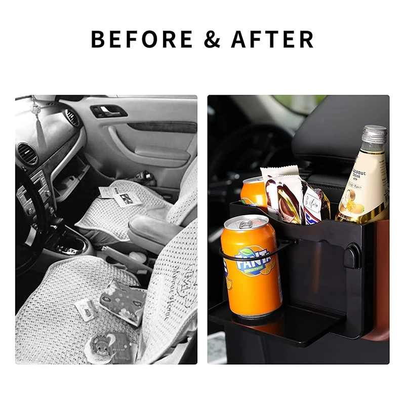 Hanging Car Trash Can Collapsible Portable Waterproof Garbage Bag With Clip And Cup Holder Tray Back Seat Organizer | Автомобили и