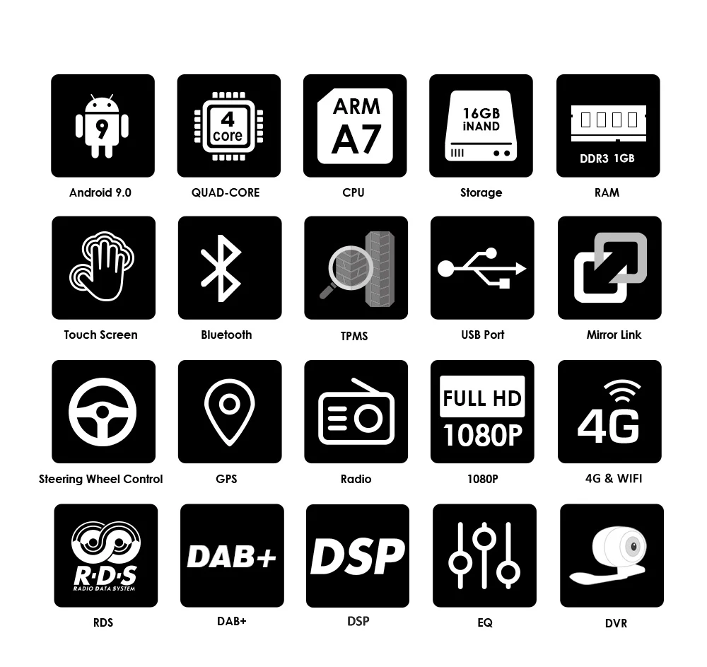 DSP 4G 2 din 7 &quotandroid 9 Автомобильный мультимедийный плеер gps навигация Авторадио для