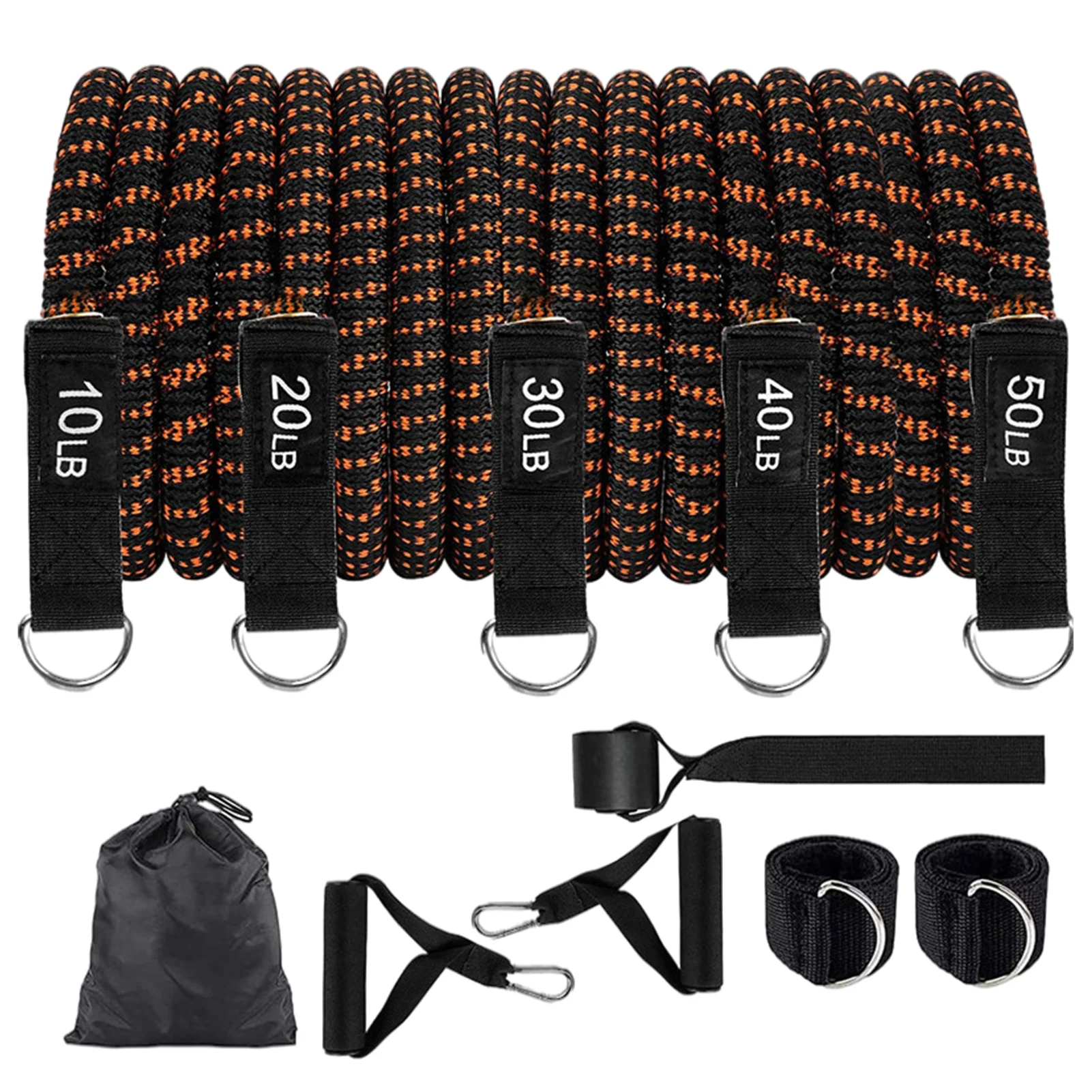 

Load Strength Training Resistance Rope Set 5 Elastic Rope With The Different Tension 11 PCS Sturdy Durable Exercise Intelligent