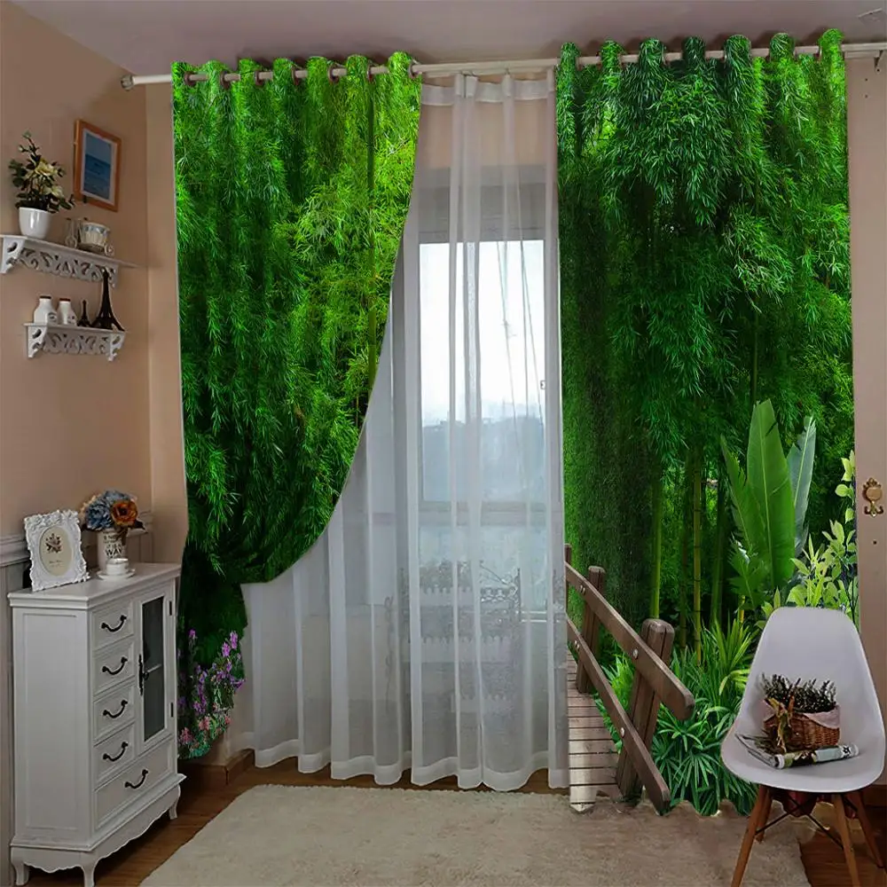 Шторы блэкаут 3D роскошные бамбуковые занавески с цифровой печатью для гостиной