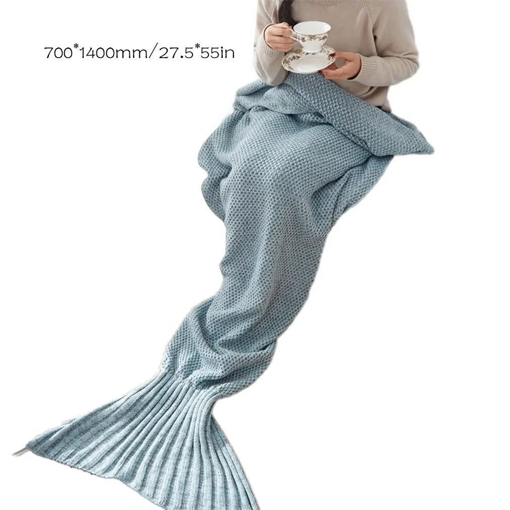 

5 Colors Mermaid Tail Blanket Lady Soft Handmade Sleeping Bag Fashionable Knitted Blanket Fishtail Sleeping Bedspreads