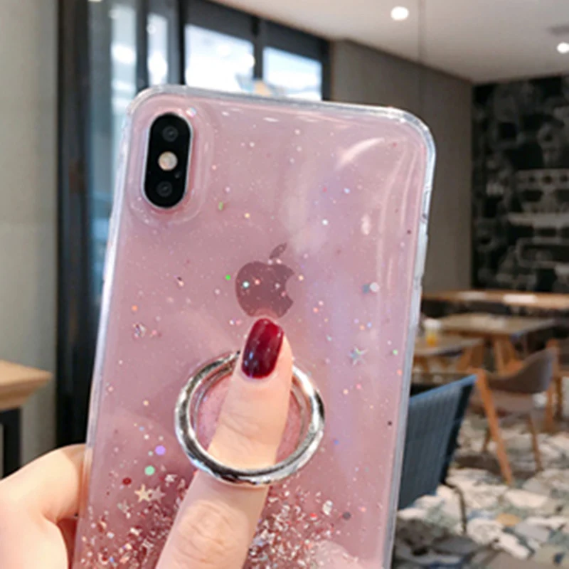 Блестящий Мягкий Прозрачный чехол с блестками для Samsung S8 S9 S10 Plus Note 8 9 10 A10 A20 A50 A70 |