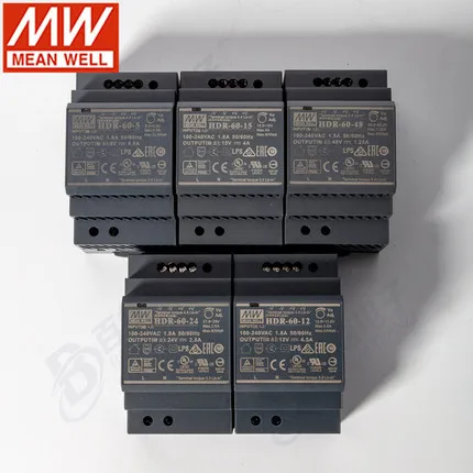 Оригинал Mean Well HDR 60 12 DC 12V 4.5A 54W meanwell ультратонкий ступенчатая форма DIN Rail источник