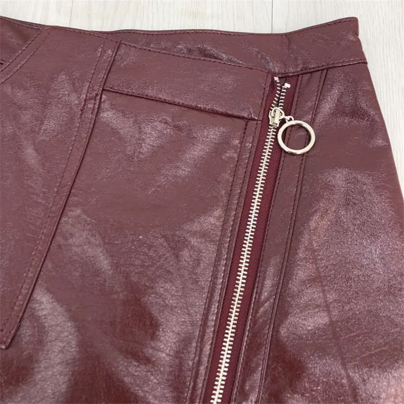 MUMUZI/Весенняя Осенняя Повседневная Женская юбка из искусственной кожи элегантная