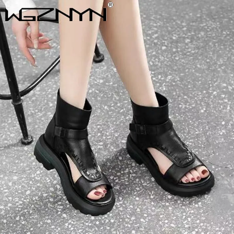 

Женские уличные сандалии-Эспадрильи на танкетке, сандалии-гладиаторы с открытым носком, повседневные женские сандалии на платформе со шнур...