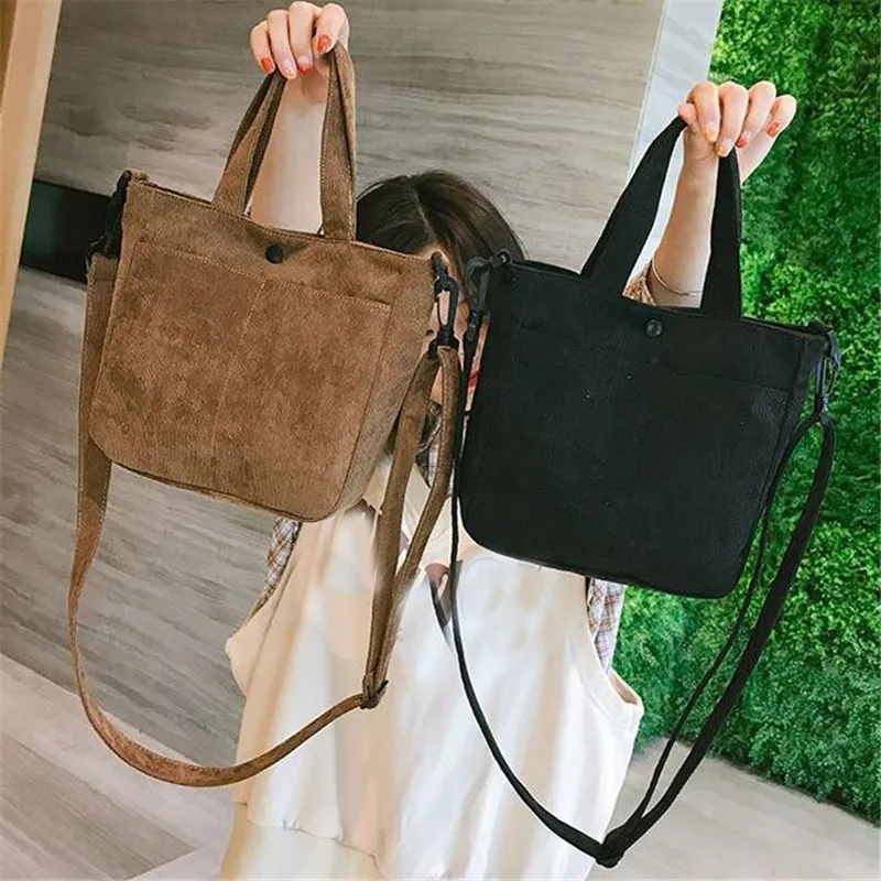 Новые женские вельветовые сумки на плечо с застежкой дизайнерские сумка-тоут