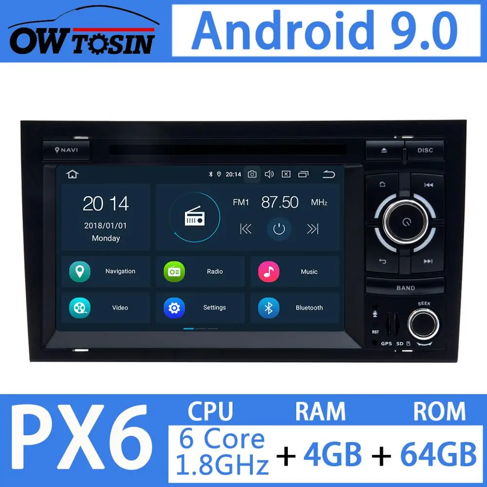 Автомобильный мультимедийный DVD плеер PX6 7 дюймов 4 Гб ОЗУ + 64 ПЗУ Android 9 0 GPS