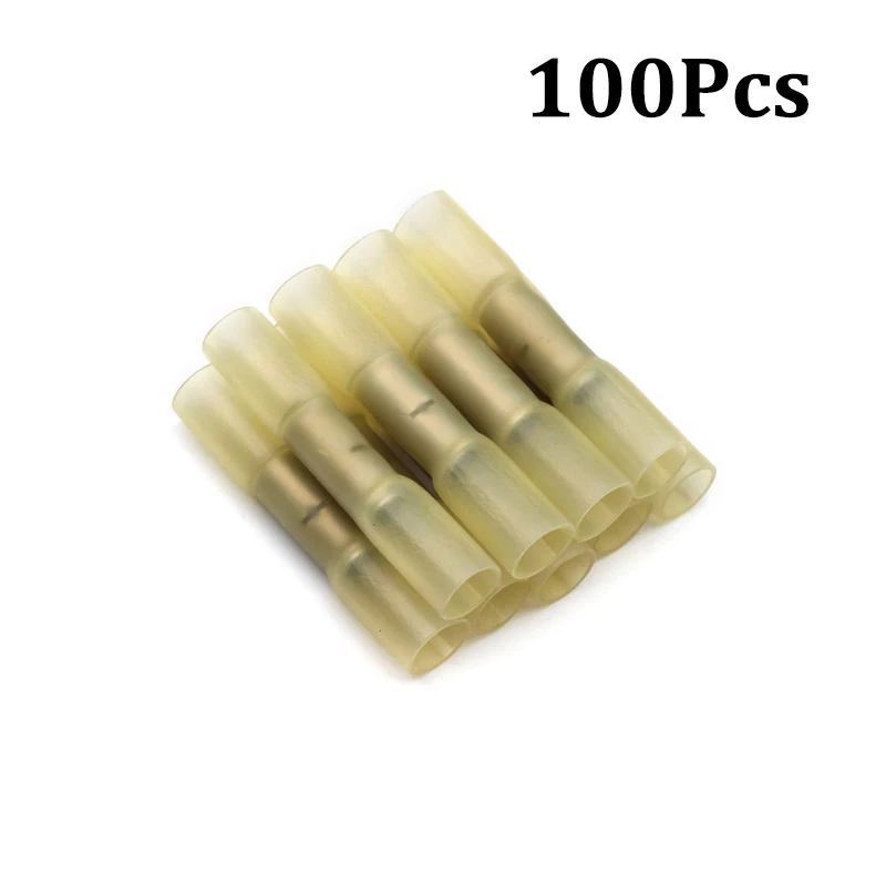 Yellow 100Pcs 220/200/120/100 шт Водонепроницаемый терм усадочная стыковые соединители Электрический провод Кабельный соединитель обжимные клеммы соединители AWG 22 до 10 комплект - Цвет: Yellow 100Pcs