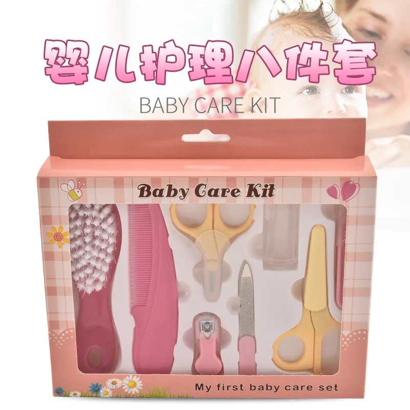 

8 Pcs/Set Baby Kids Nail Hair Health Care Thermometer Trimmer Scissors Safety Manicure Set Newborn Baby Care Grooming Brush Kit