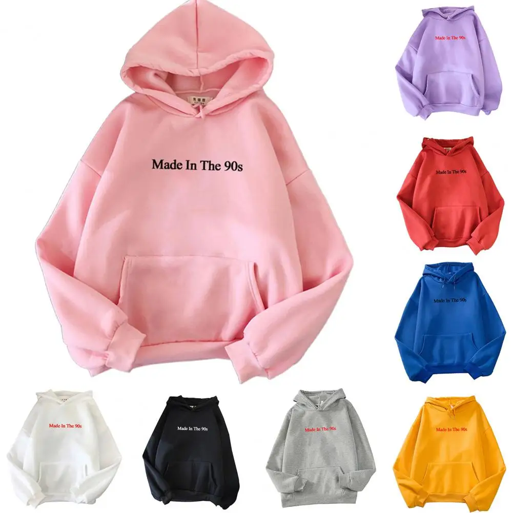

Cool Oversized Women Hoodies Made In The Letter Print Sweatshirt Womens 2021 Winter Warm Streetwear Pullovers Thick Hoodie