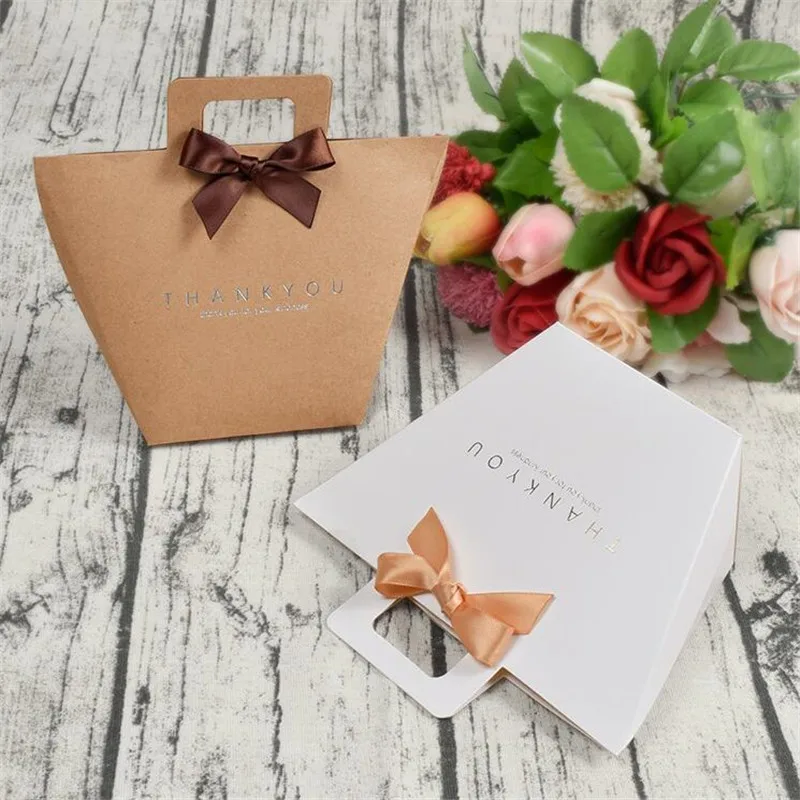 10 шт. портативная Подарочная коробка из крафт бумаги спасибо свадебные