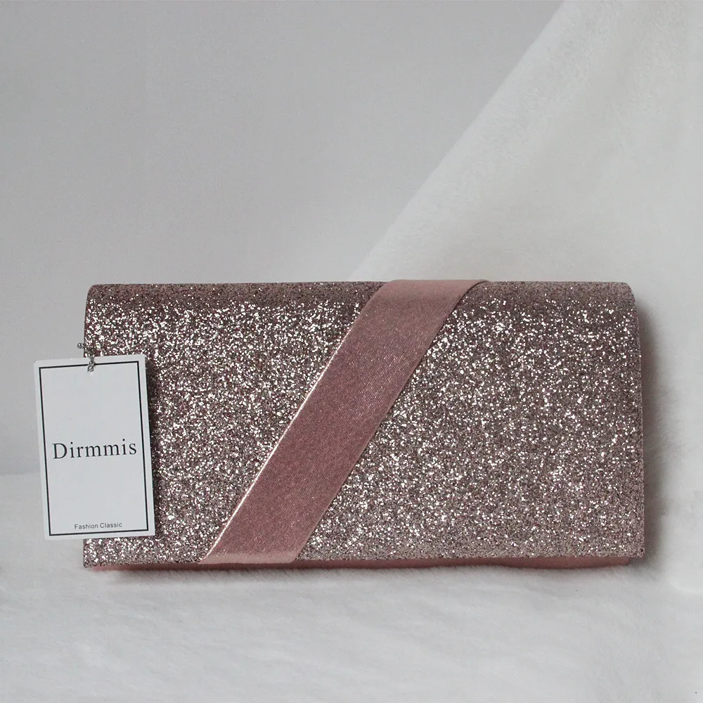 New Fashion Purse Women Messenger Bag Solid Luxury Pink PU Leather Evening Bag Glitter Handbag Party Trendy Casual Day Clutch