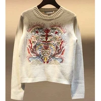 autumn winter women 2021 sweater cashmere embroidered pullover constellation totem cashmere short knitted tops