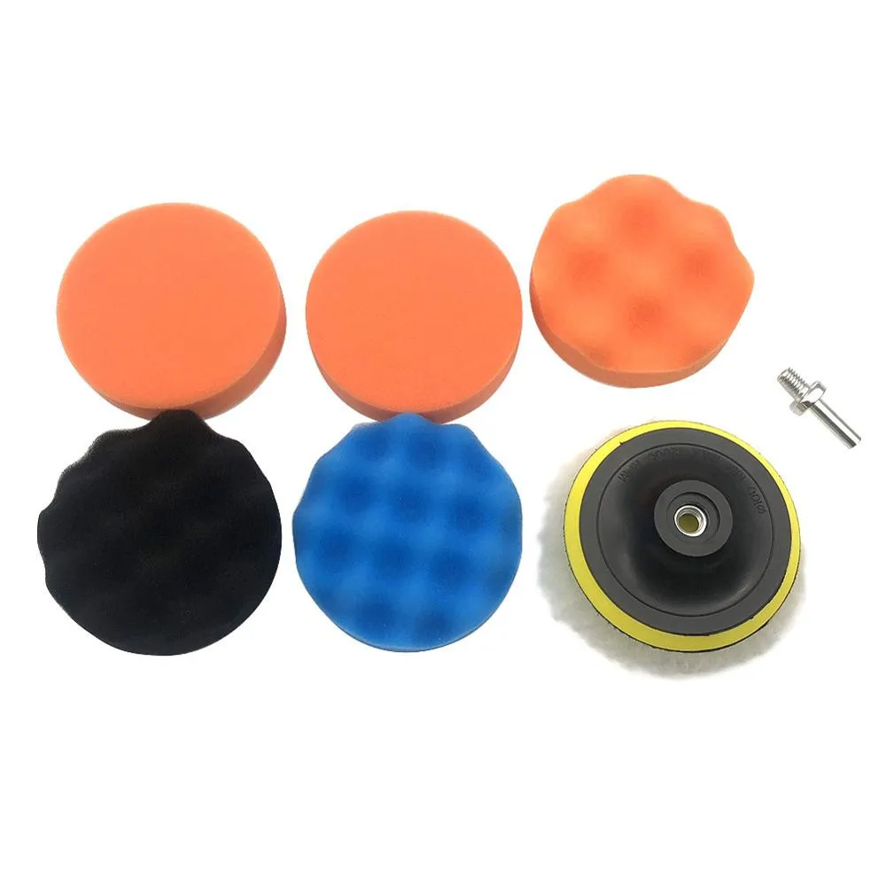 

7pcs Car Polishing Pad Foam Compound M14 Power Tools Accessories Auto Clean 4 Inch Drill Adaptor Waxing Set Sponge