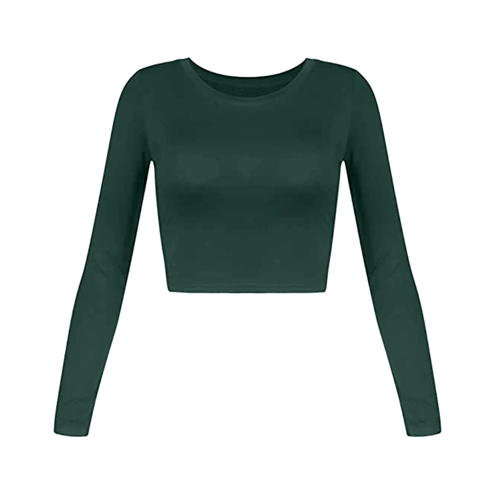 Женская однотонная телесная водолазка укороченная футболка Осенняя