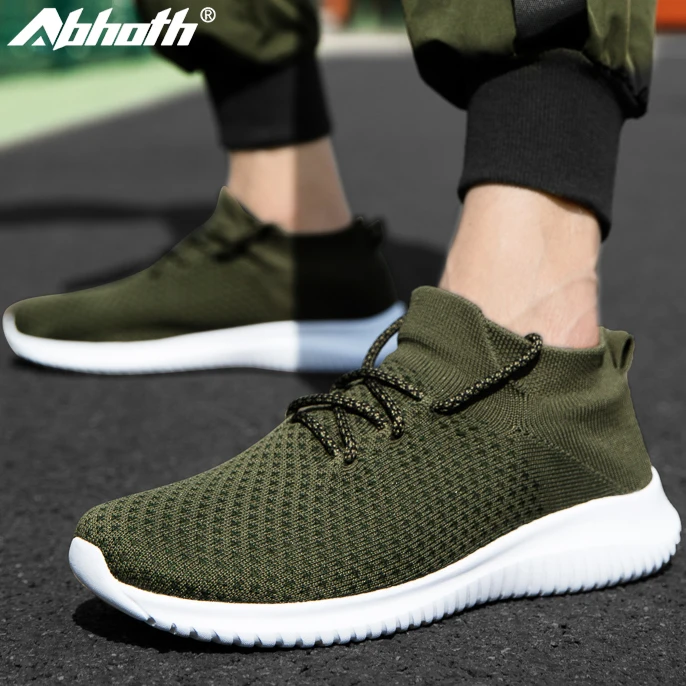 

Abhoth Men Running Shoes Sneakers Trend Lightweight Fly Weave Breathable Non-slip Male Sport Shoes Lace Up Sport ShoesZapatillas