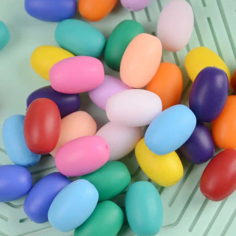 

10pcs Candy Silicone Beads Baby Lentil Oval Shape Nuring Teething Beads Sets For Baby Jewelry Making Accessories DIY C2542H