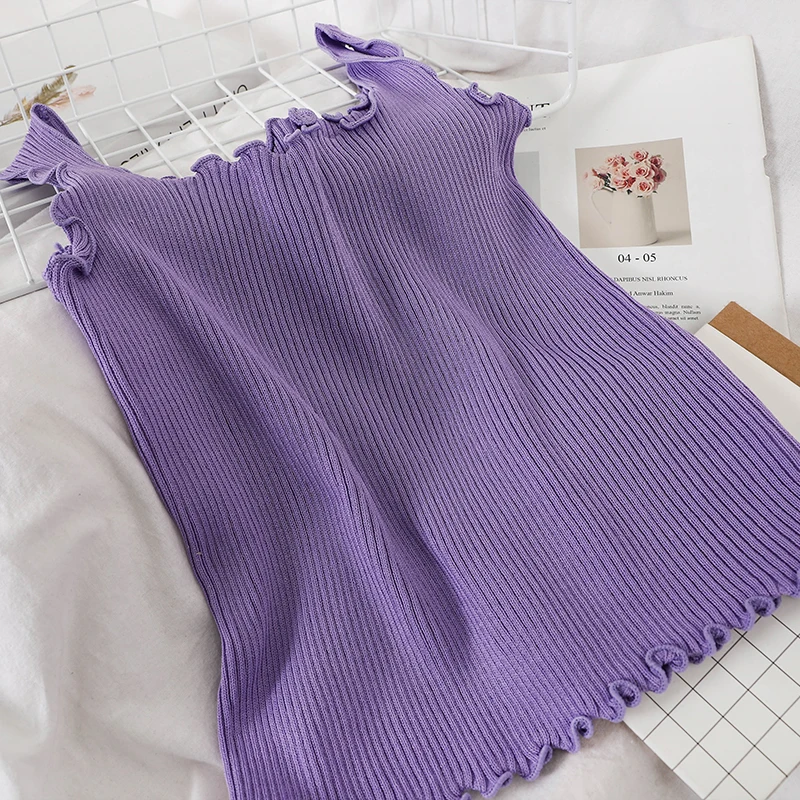 Майка OUMEA Женская трикотажная в рубчик кроп-топ однотонная повседневная майка с