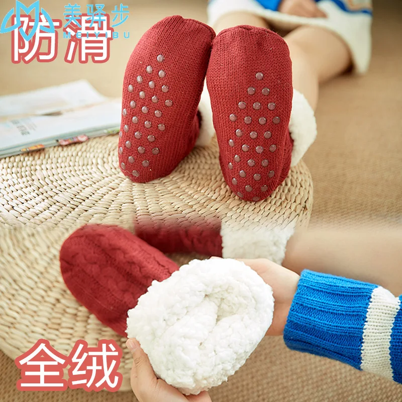 1 Pair Autumn and Winter Thickened Velvet Floor Socks Household Slipper Socks Warm Sleep Carpet Stocking for Winter