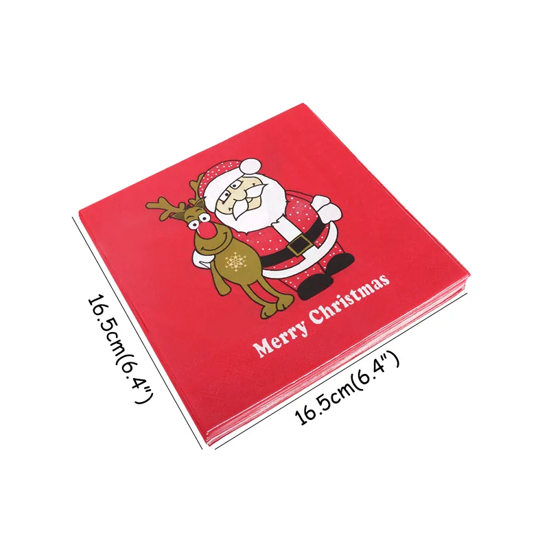 WEIGAO 20 шт салфетки с темой Рождества бумага Санта Клаус Снежинка Рождественский
