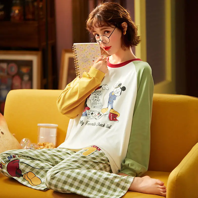 Cotton Pajamas Women's Long-sleeved Spring and Autumn Cute Princess Style Cotton Home Service Suit Womens Two Piece Sets