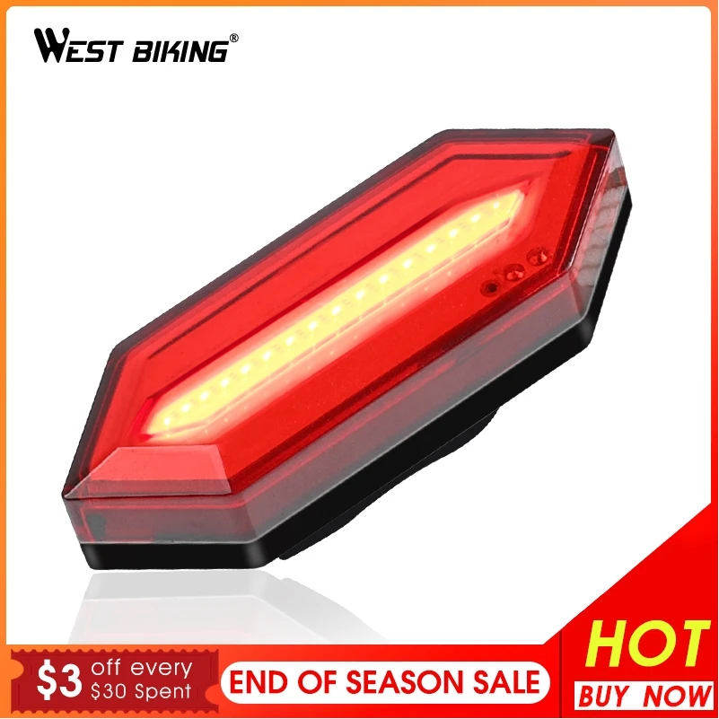 Водонепроницаемый светодиодный задний фонарь WEST BIKING зарядка через USB